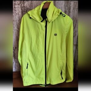 High Vise Flourent Yellow Wind Rain Running Biking Athletic Coat Jacket Packable